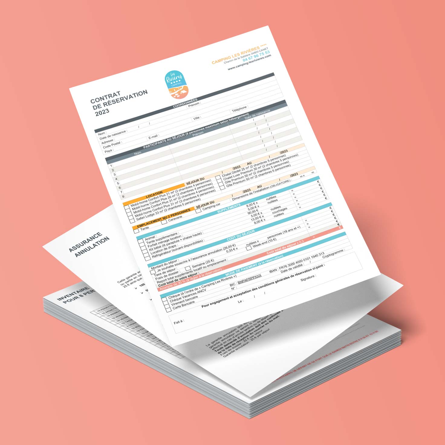 Document gabarit conçu et imprimé par l'agence de communication Koro Marketing